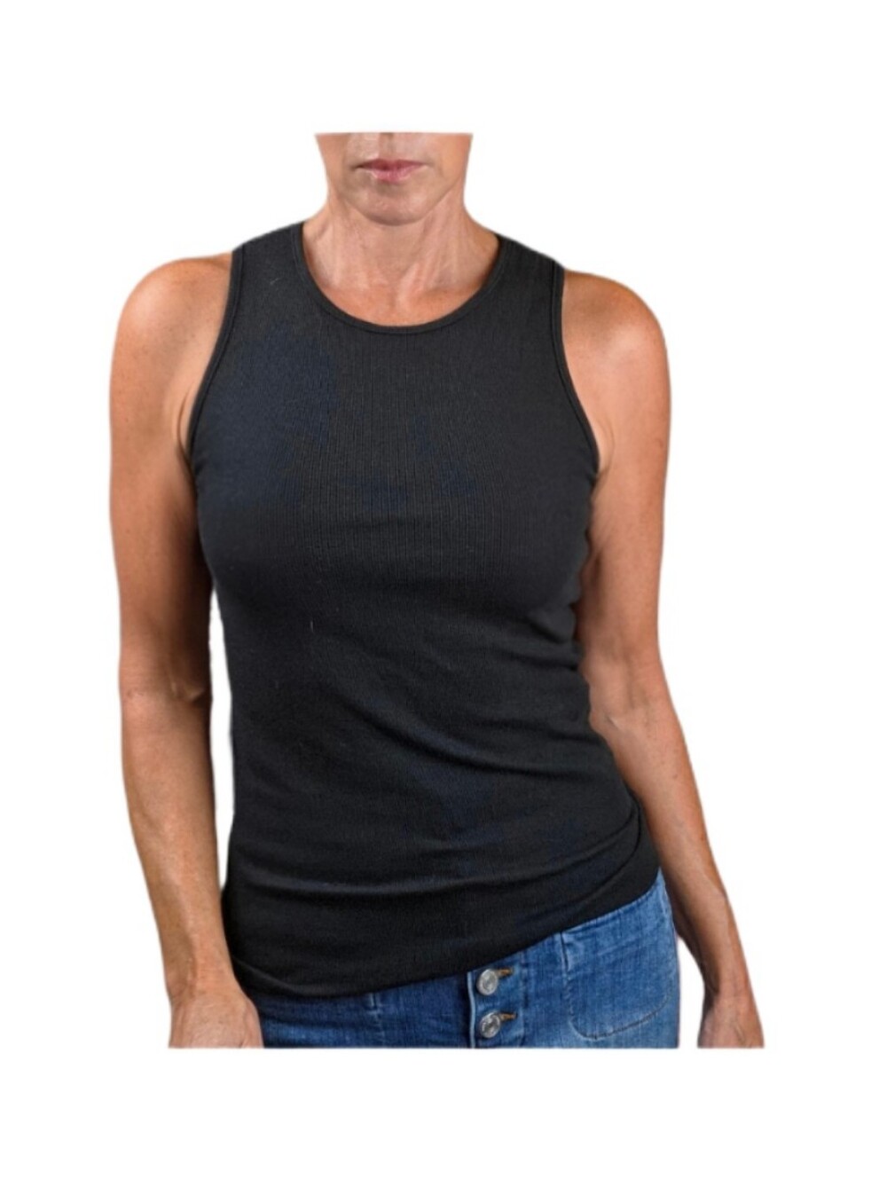 NWT. BANANA REPUBLIC Ribbed Cutaway Tank In Black - Picture 6 of 12